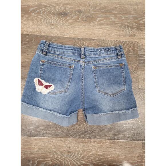 Vigoss Girls Embordered Butterfly Denim Jean‎ Shorts size 14 #6 - Picture 2 of 3